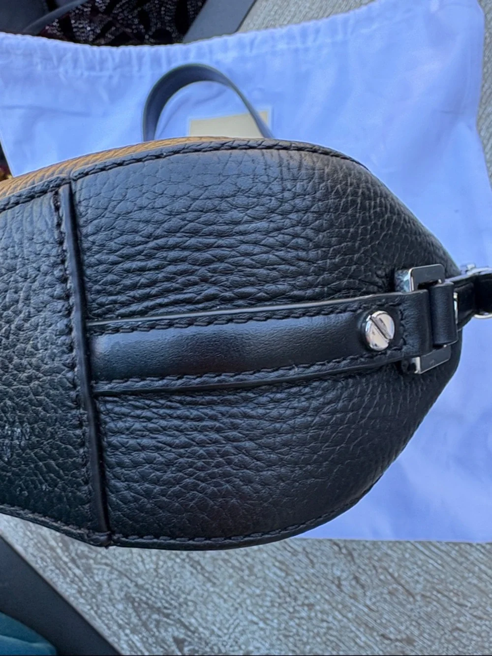 Michael Kors Black Pebbled Leather Shoulder Bag with branded dusty - Picture 6 of 7